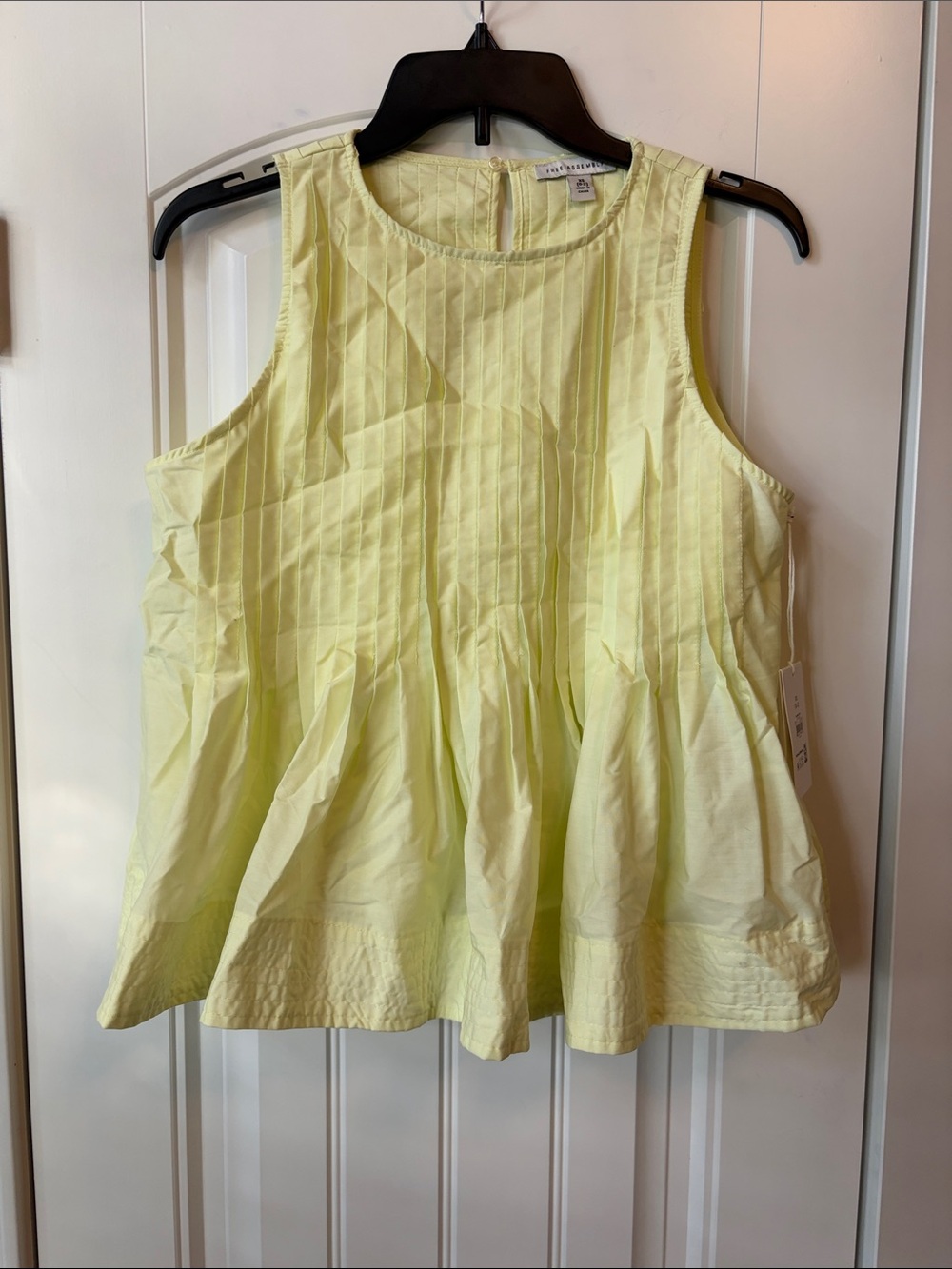 Light Yellow Pintuck Peplum Tank Top - Free Assembly
